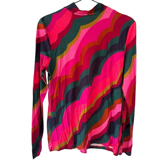 Trina Turk Pierce Long Sleeve Top Medium Teal Pink - Picture 5 of 7